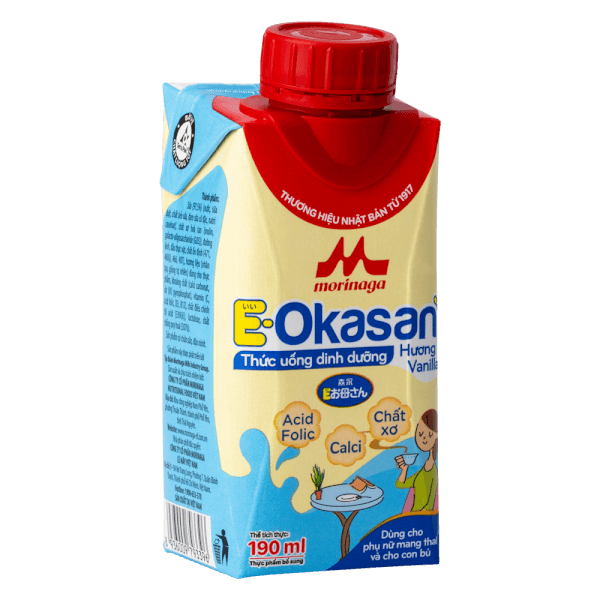 Thức uống dinh dưỡng Morinaga E-Okasan hương vanilla 190ml (lốc 3 hộp)