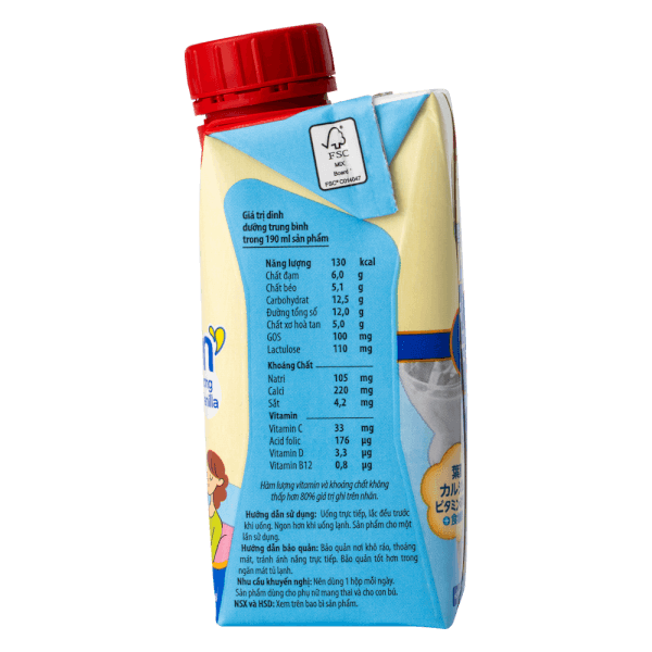Thức uống dinh dưỡng Morinaga E-Okasan hương vanilla 190ml (lốc 3 hộp)