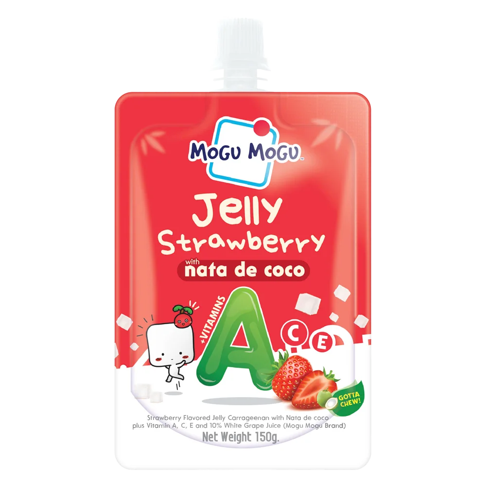 Thực phẩm bổ sung: Nước thạch Jelly Mogu Mogu vị dâu với thạch dừa và Vitamin A,C,E 150g