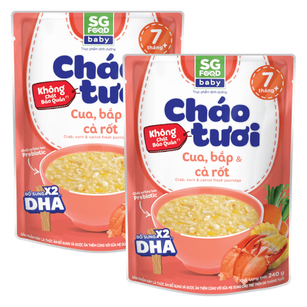 Combo 2 Cháo tươi baby cua, bắp cà rốt 240g SGF