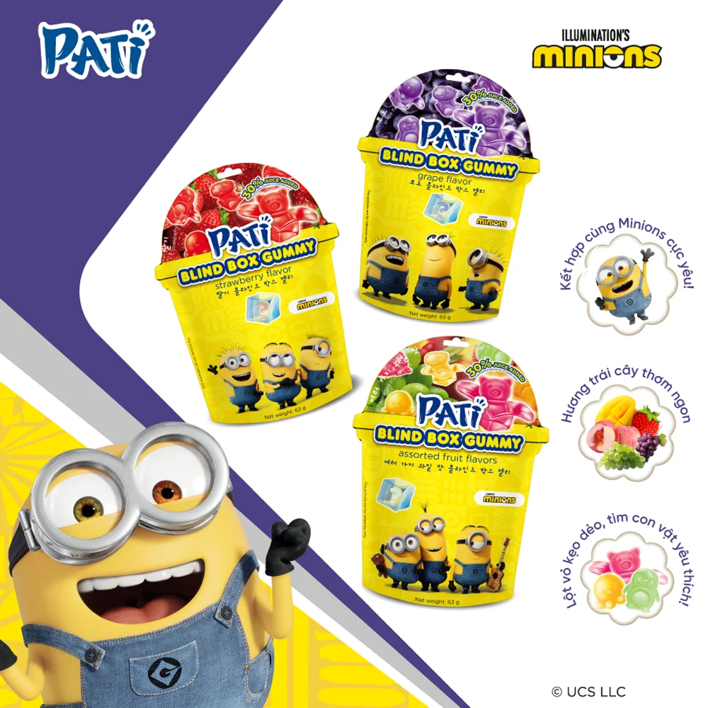 Kẹo dẻo trái cây lột vỏ PATI vị nho mẫu đơn