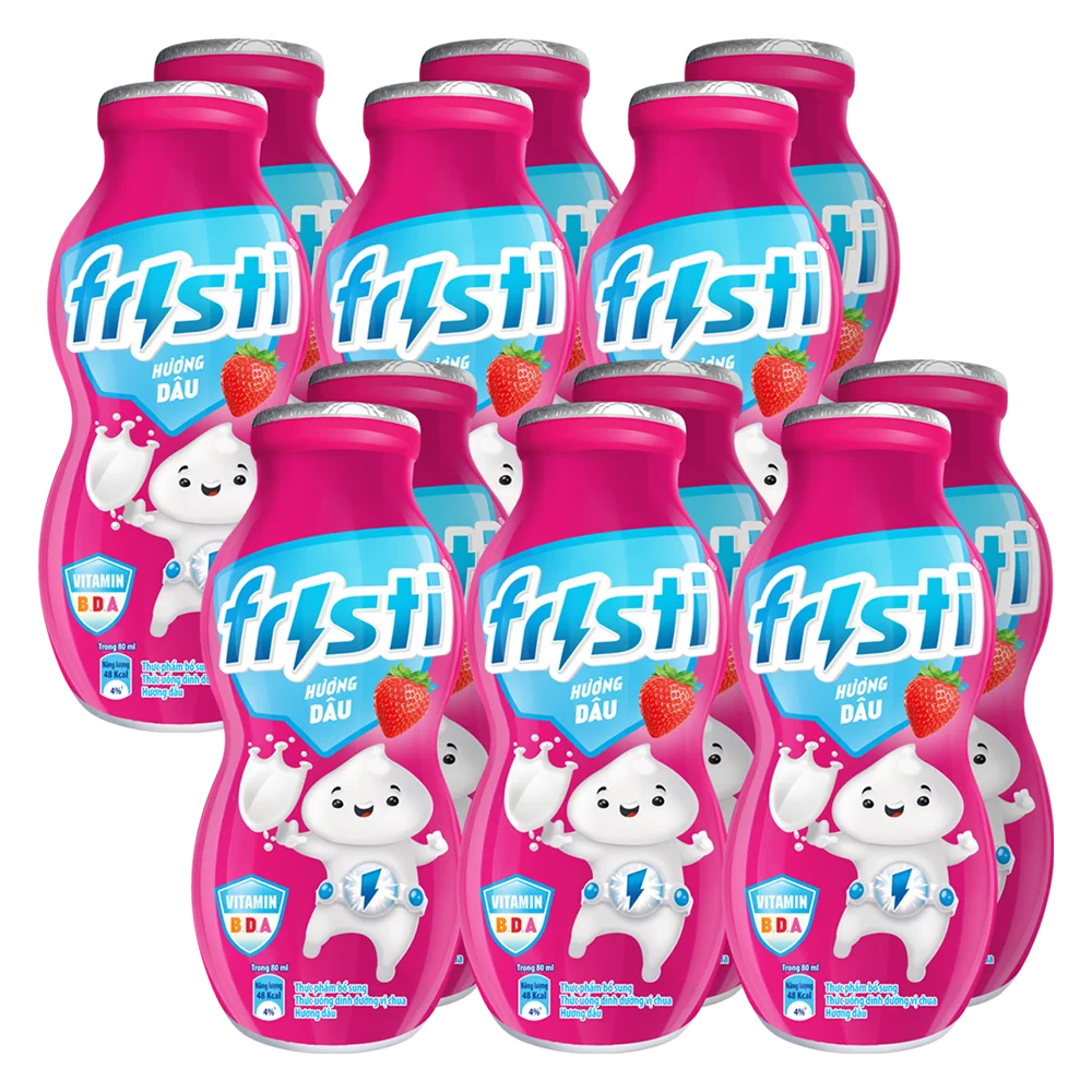 Combo 2 Sữa chua uống Fristi hương dâu 80ml (lốc 6 chai)