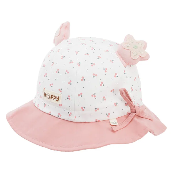Nón vành tròn bé gái 1-3Y Animo A2507_JK013 (48cm,Trắng-Hồng)