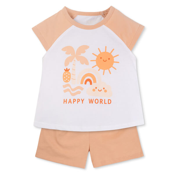 Bộ bé gái ngắn Animo Easy TX0825060 (1-4Y,Trắng-nâu,TT02)