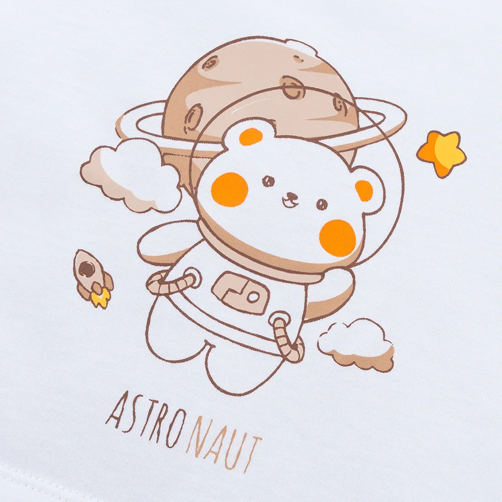 Bodysuit bé trai đùi bst astronaut Animo VD0825047 (0-12M, Trắng-nâu nhạt, NN02)