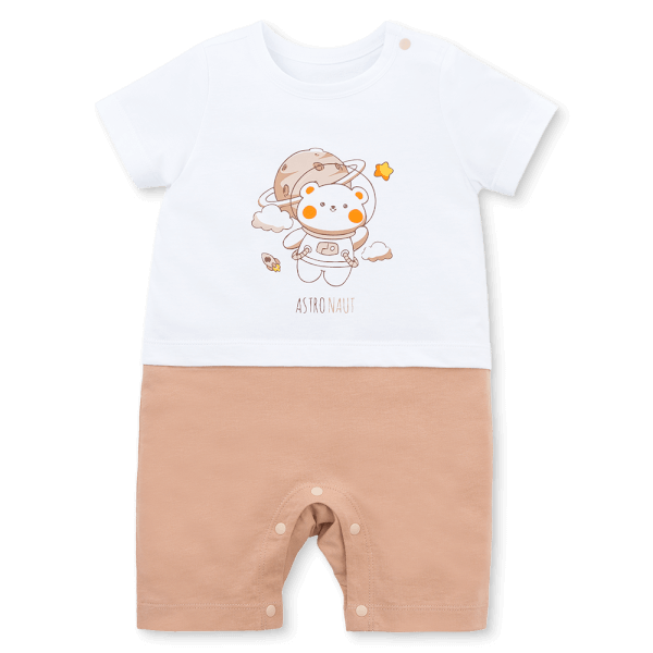 Bodysuit bé trai đùi bst astronaut Animo VD0825047 (0-12M, Trắng-nâu nhạt, NN02)