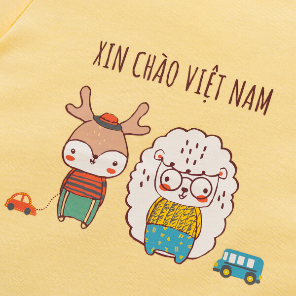 Bodysuit bé trai đùi bst friends Animo (0-3M,Vàng Xám,NN02) VD0825042