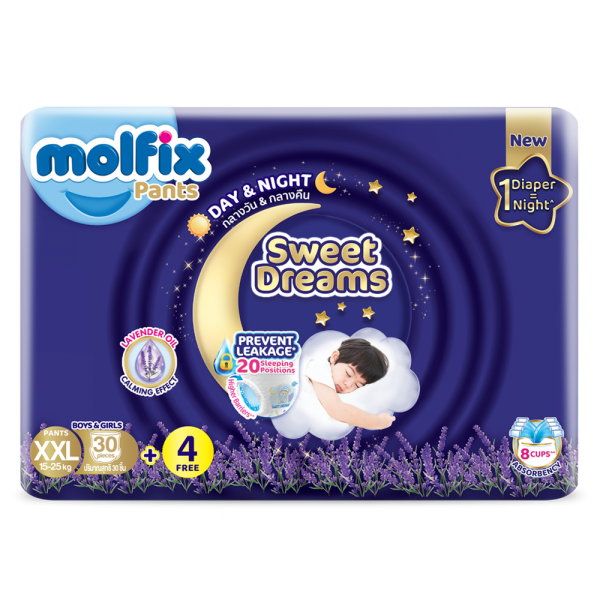 Molfix tã quần Sweet Dreams size XXL (30+4)x4 Jumbo