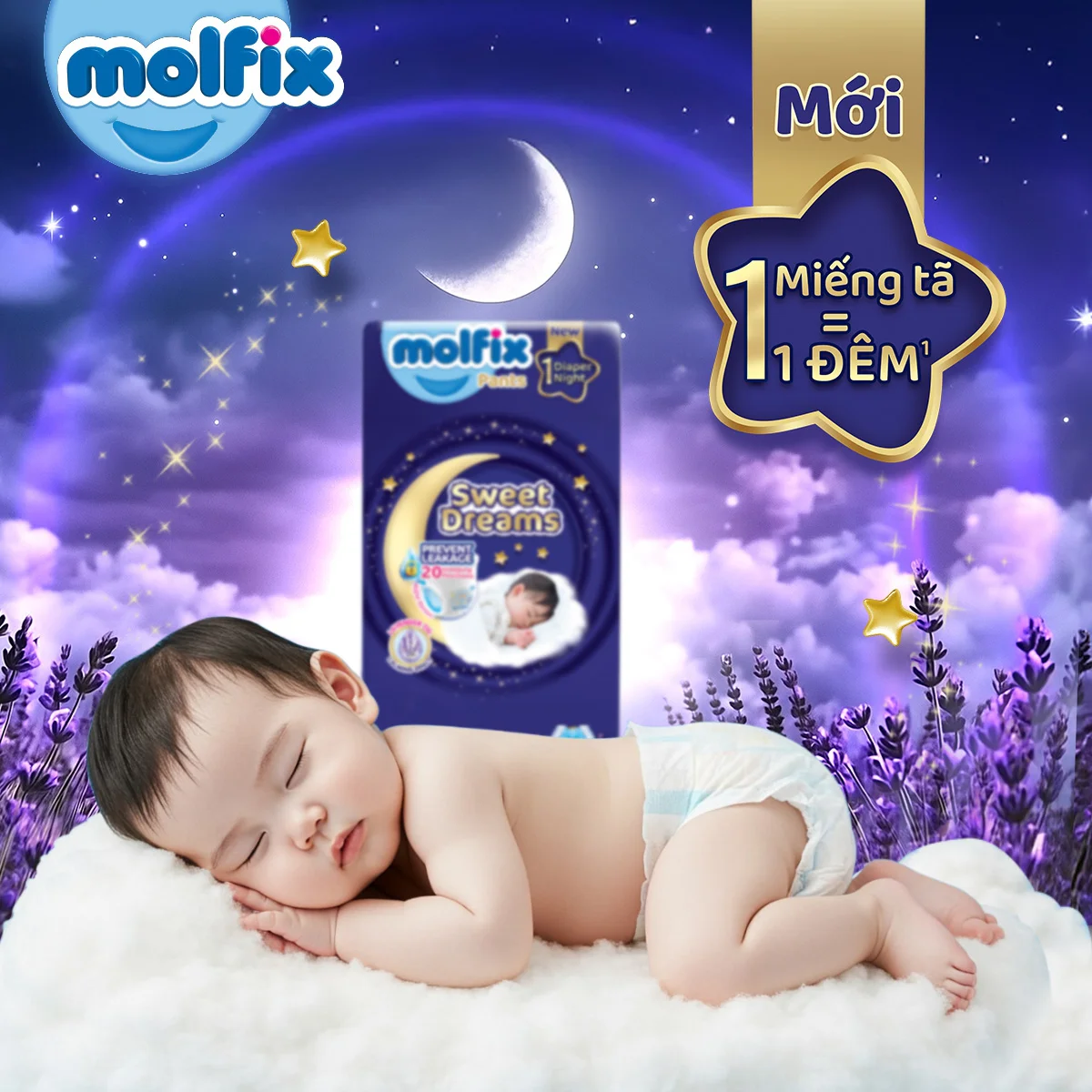 Combo 2 Molfix tã quần Sweet Dreams size XL (34+4) Jumbo