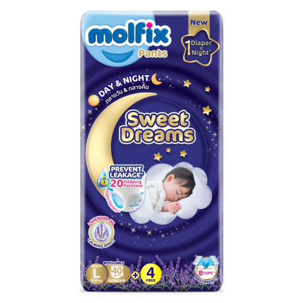 Combo 2 Molfix tã quần Sweet Dreams size L (40+4)x4 Jumbo