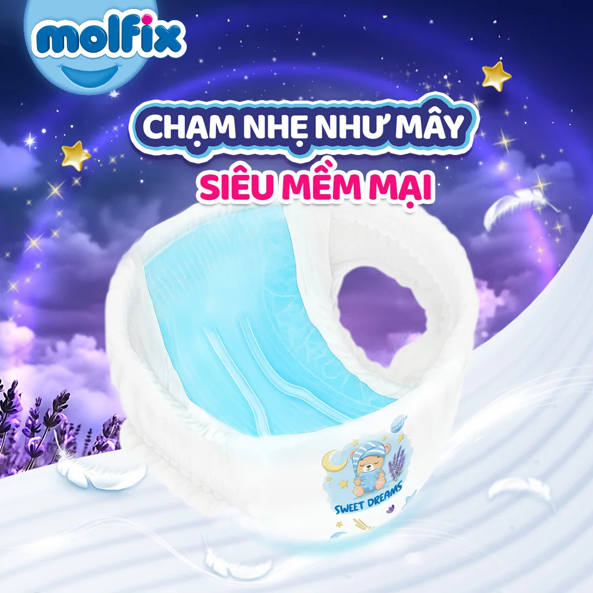 Combo 2 Molfix tã quần Sweet Dreams size L (40+4) Jumbo