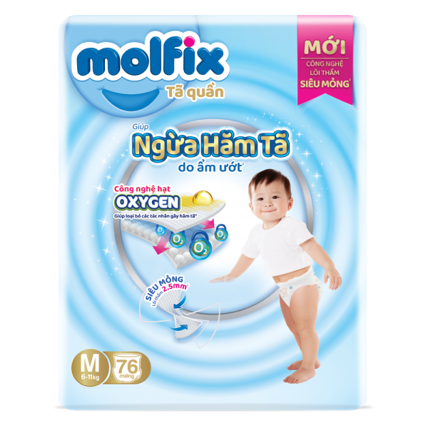 Molfix tã quần Oxygen size M 76x3 Ultra