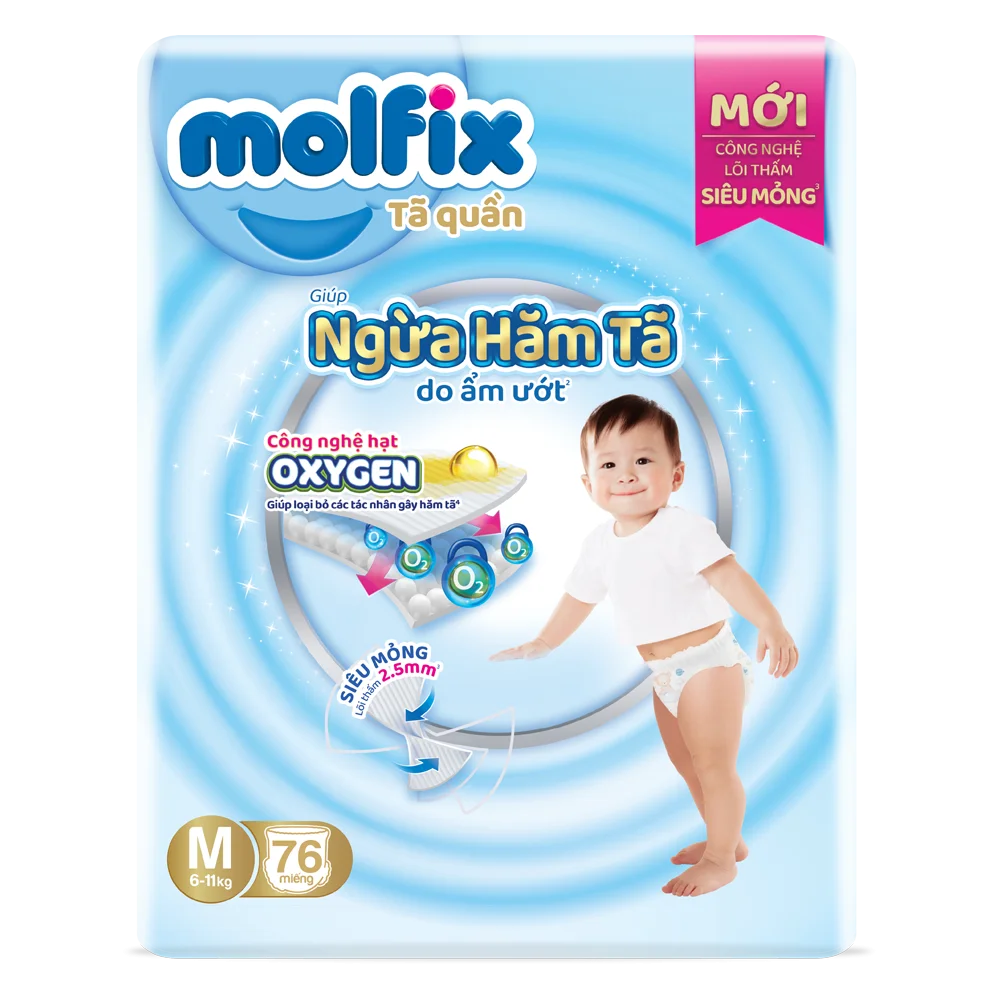 Molfix tã quần Oxygen size M 76 Ultra