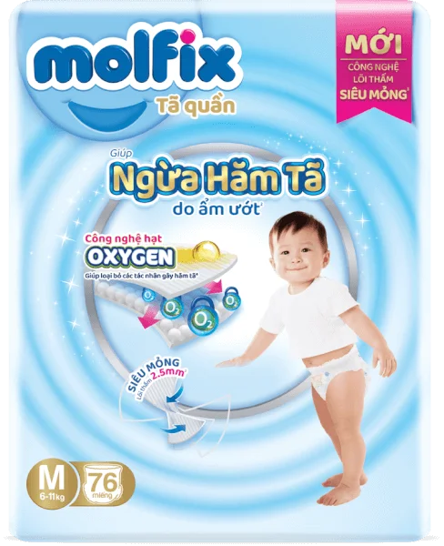 Molfix tã quần Oxygen size M 76 Ultra
