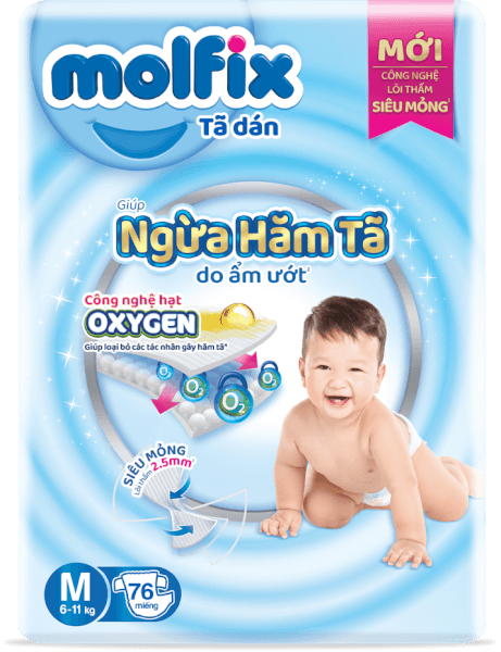 Molfix tã dán Oxygen size M 76 Jumbo