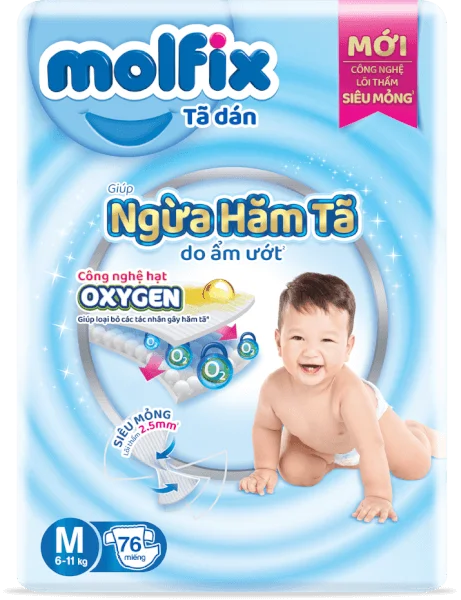 Molfix tã dán Oxygen size M 76 Jumbo