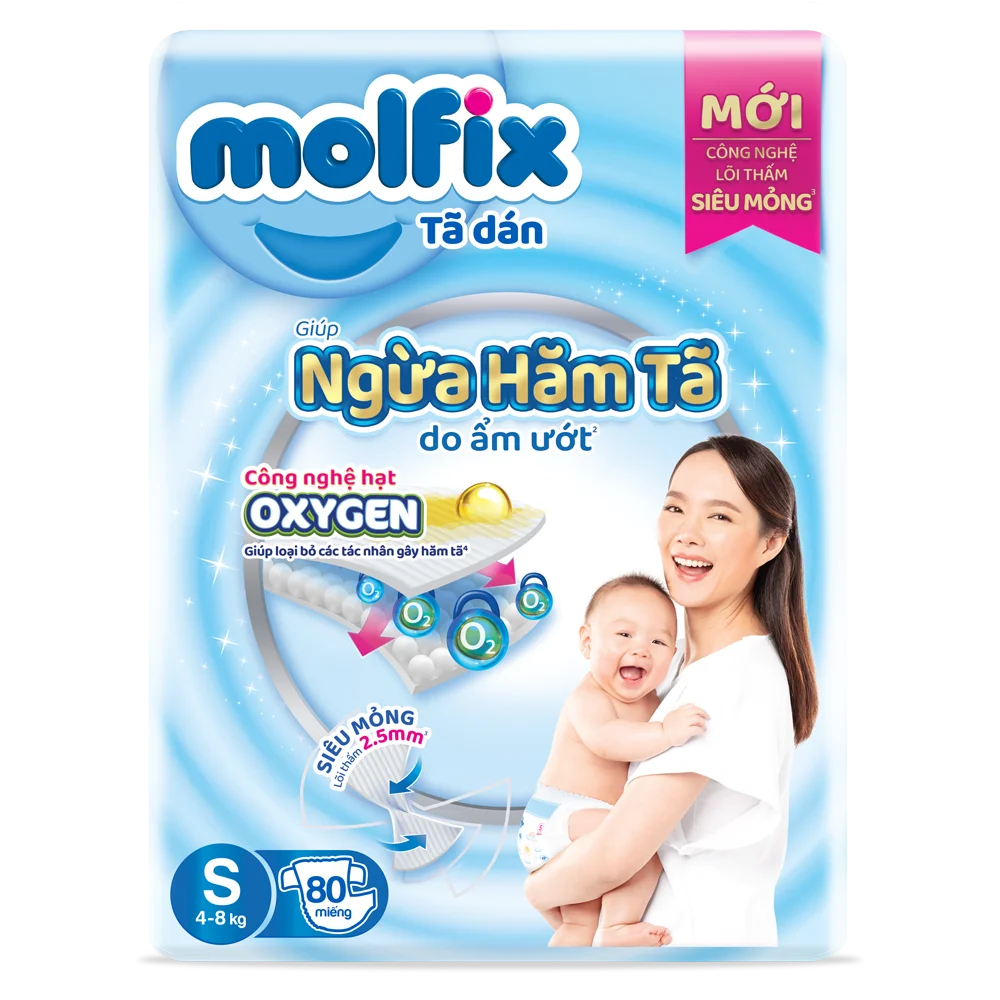 Molfix tã dán Oxygen size S 80 Jumbo