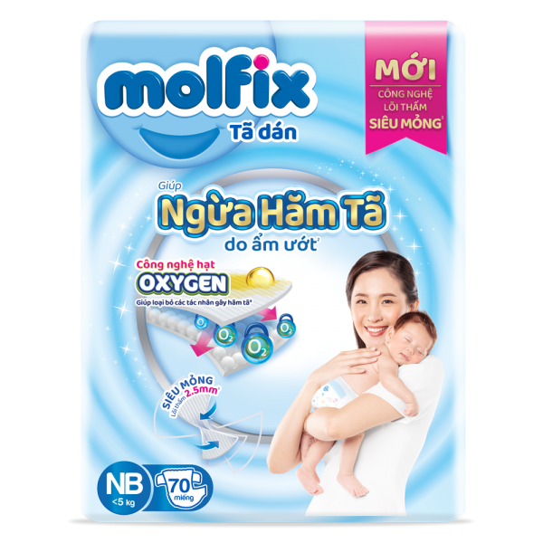 Molfix tã dán Oxygen newborn 70x4 Jumbo