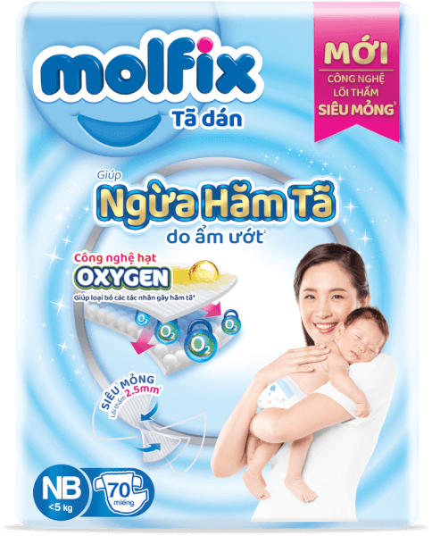 Molfix tã dán Oxygen newborn 70 Jumbo
