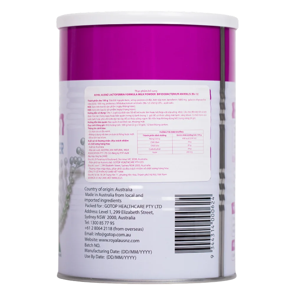TPBS Royal Ausnz Lactoferrin Hồng Formula Milk Powder Bifidobacteriumanimalis (BB-12)