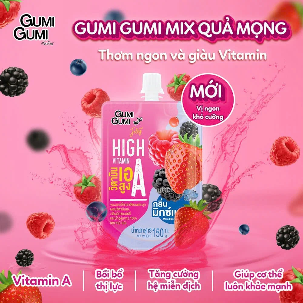 Nước thạch Jelly GUMI GUMI Vitamin A vị mix quả mọng 135g