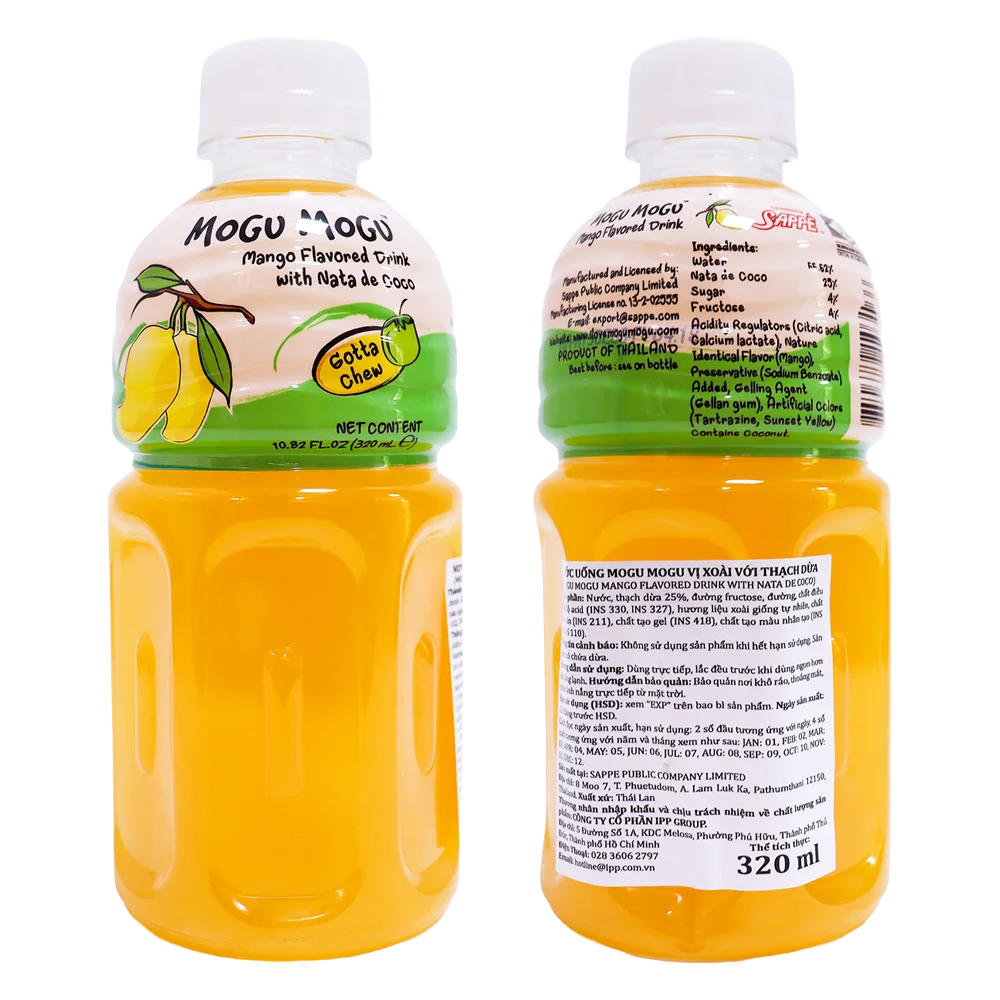 Nước uống Mogu Mogu vị Xoài với Thạch Dừa 320ml