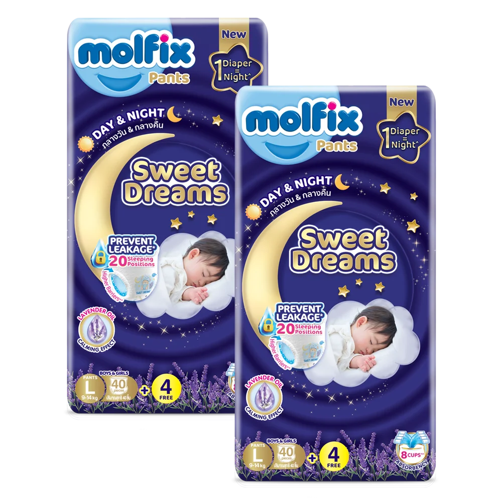 Combo 2 Molfix tã quần Sweet Dreams size L (40+4) Jumbo