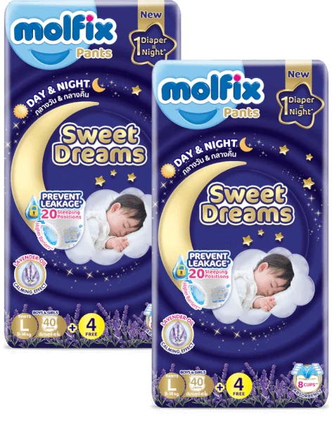 Combo 2 Molfix tã quần Sweet Dreams size L (40+4) Jumbo