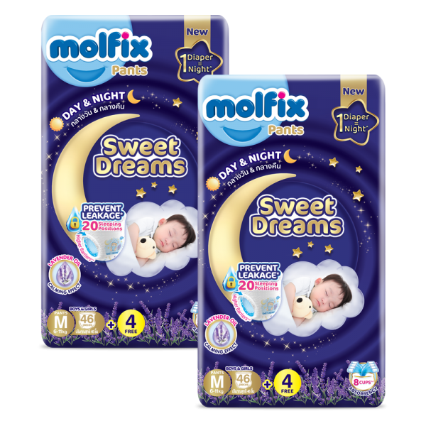 Combo 2 Molfix tã quần Sweet Dreams size M (46+4) Jumbo