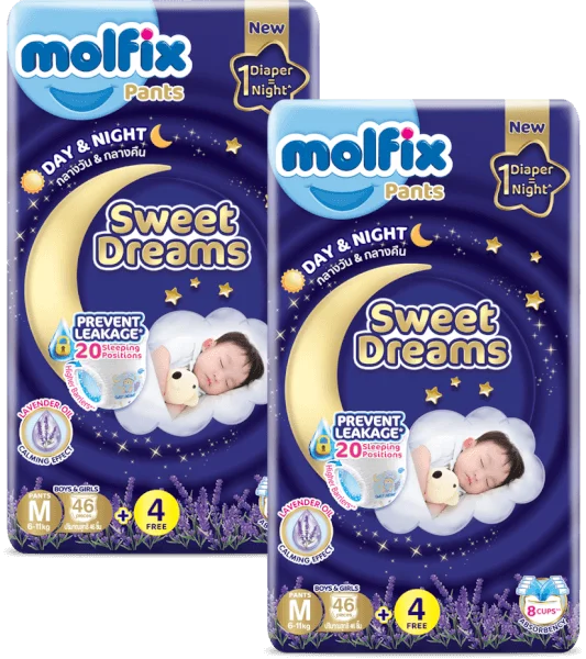Combo 2 Molfix tã quần Sweet Dreams size M (46+4) Jumbo