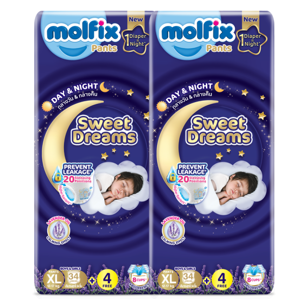 Combo 2 Molfix tã quần Sweet Dreams size XL (34+4) Jumbo