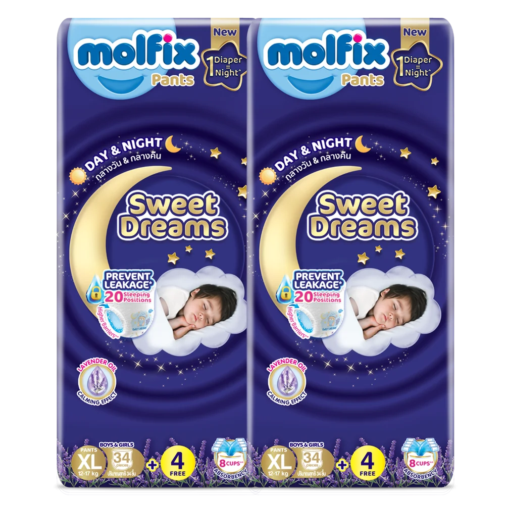Combo 2 Molfix tã quần Sweet Dreams size XL (34+4) Jumbo