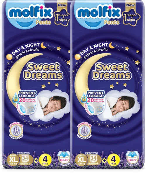 Combo 2 Molfix tã quần Sweet Dreams size XL (34+4) Jumbo