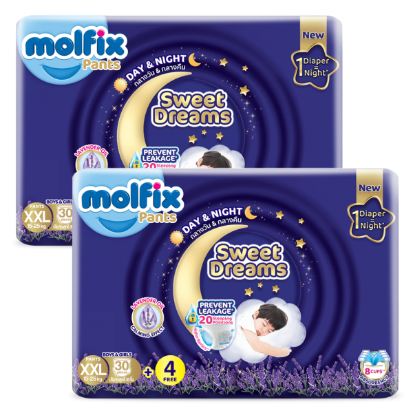 Combo 2 Molfix tã quần Sweet Dreams size XXL (30+4) Jumbo