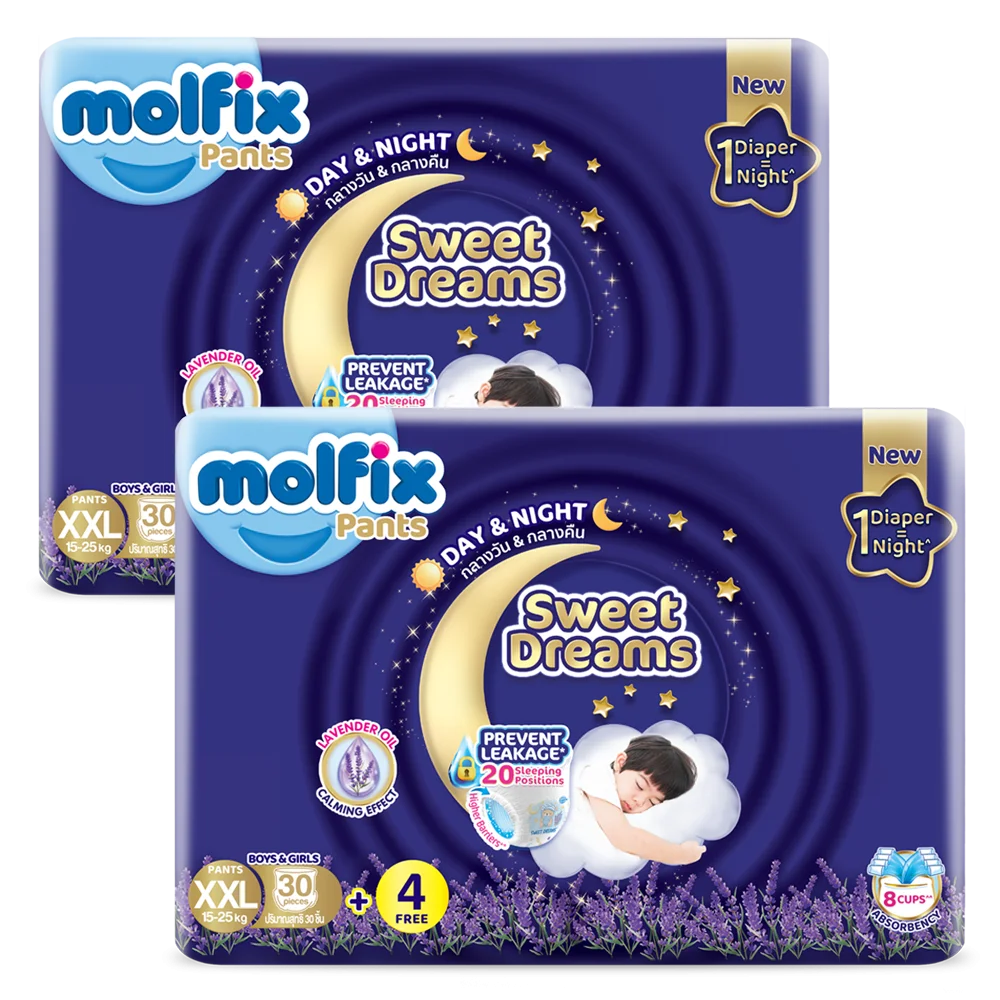 Combo 2 Molfix tã quần Sweet Dreams size XXL (30+4) Jumbo