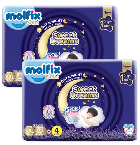 Combo 2 Molfix tã quần Sweet Dreams size XXL (30+4) Jumbo