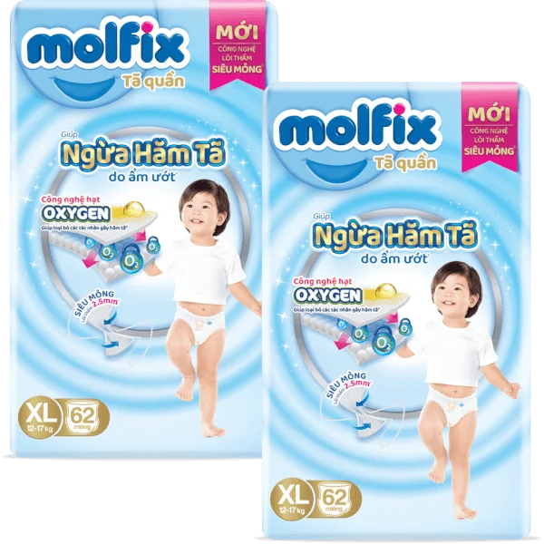 Combo 2 Molfix tã quần Oxygen size XL 62 Ultra