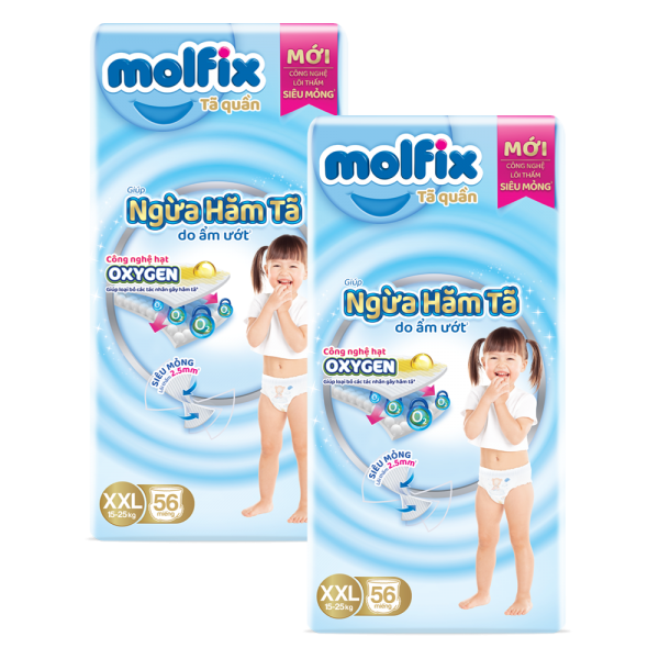 Combo 2 Molfix tã quần Oxygen size XXL 56x3 Ultra