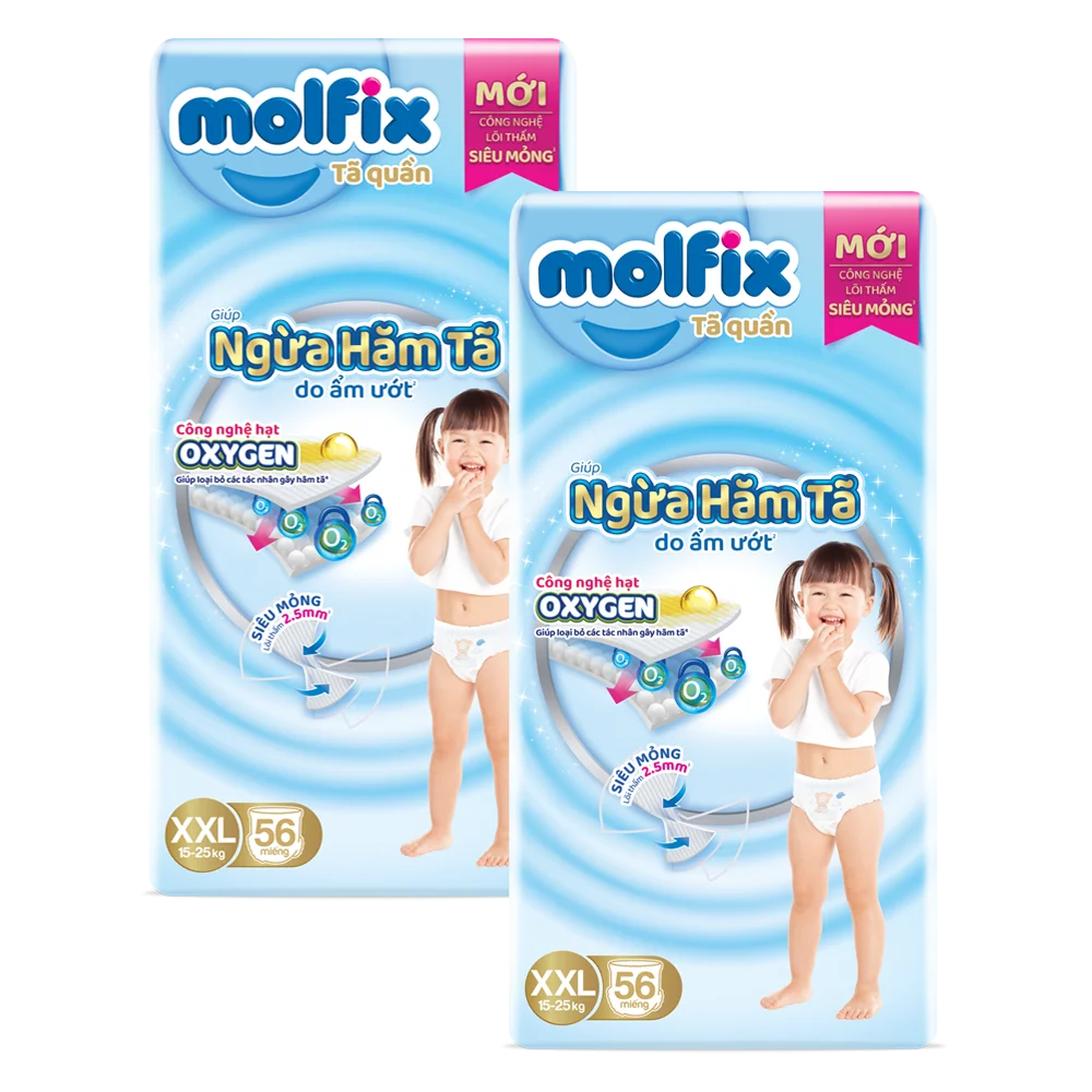 Combo 2 Molfix tã quần Oxygen size XXL 56 Ultra