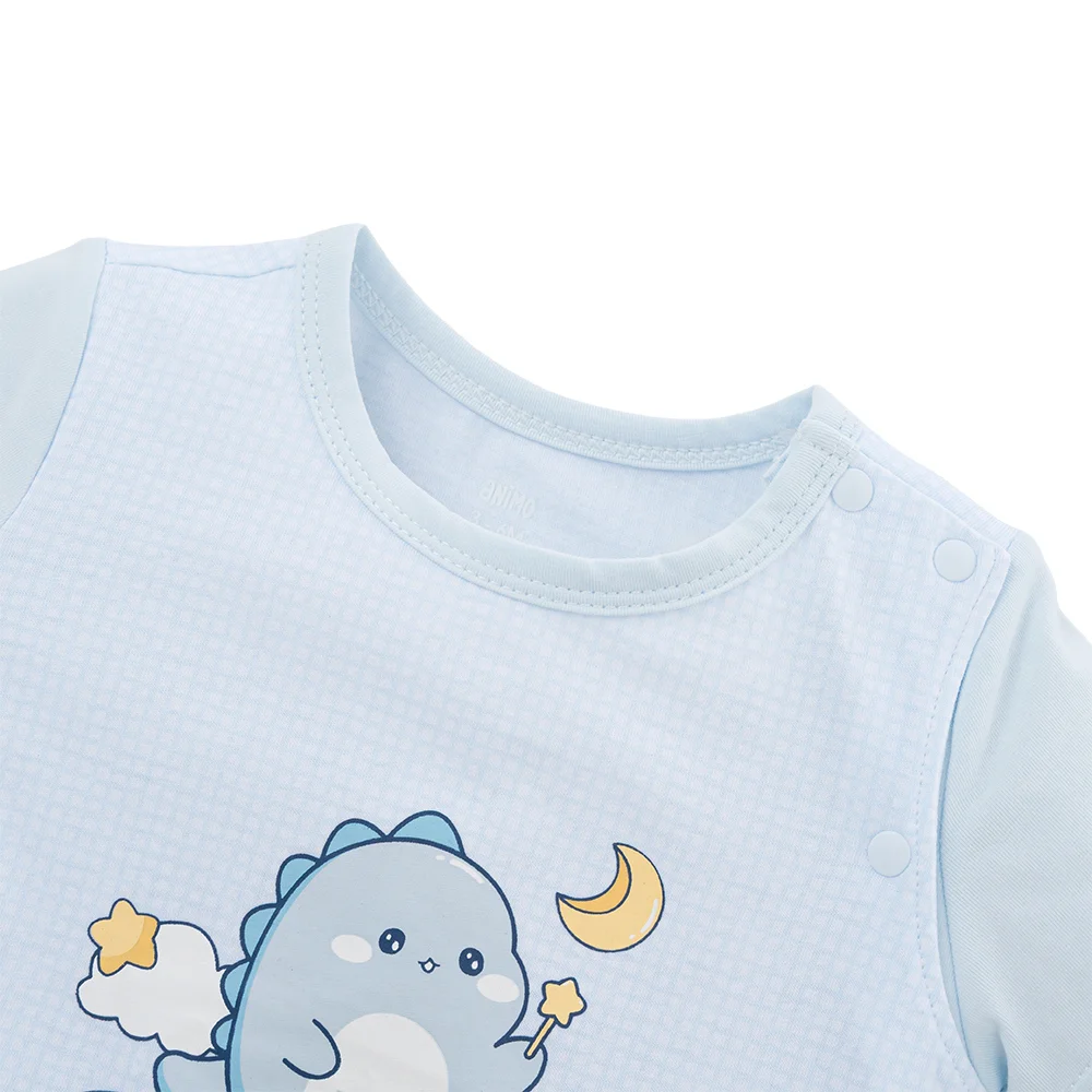 Bodysuit bé trai đùi bst cute dino Animo VD0825050 (0-12M, Xanh nhạt, NN02)