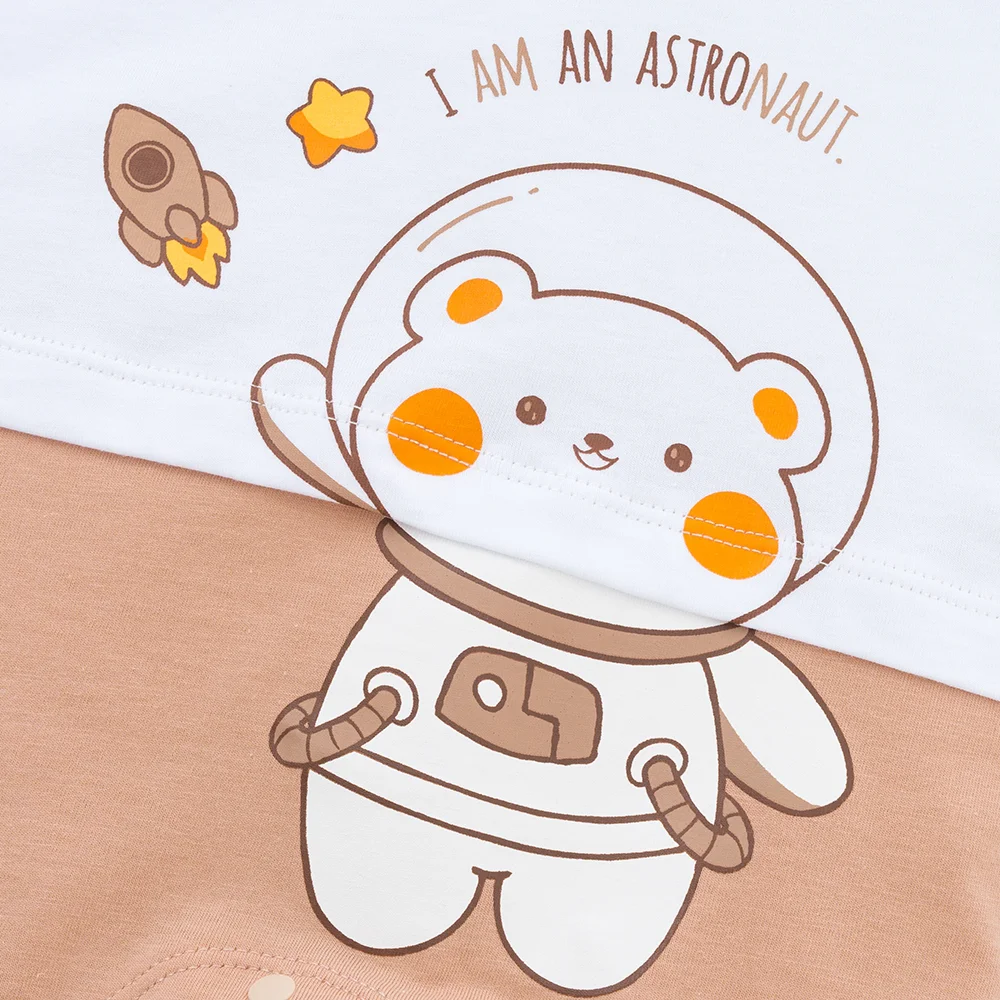Bodysuit bé trai đùi bst astronaut Animo VD0825049 (0-12M, Trắng-nâu nhạt, NN02)