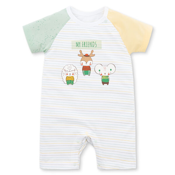 Bodysuit bé trai đùi bst friends Animo VD0825043 (0-12M, Trắng, NN02)