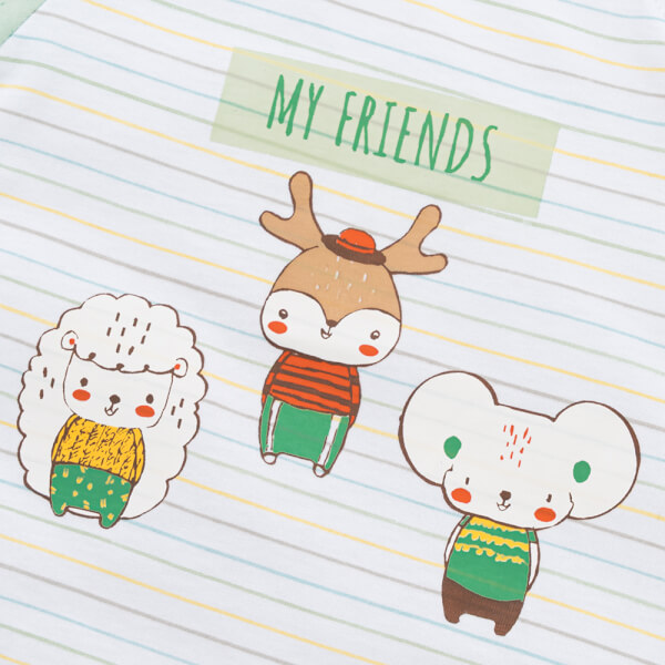 Bodysuit bé trai đùi bst friends Animo VD0825043 (0-12M, Trắng, NN02)