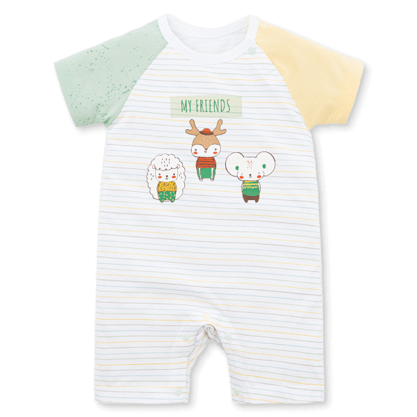 Bodysuit bé trai đùi bst friends Animo VD0825043 (0-12M, Trắng, NN02)