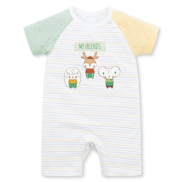 Bodysuit bé trai đùi bst friends Animo VD0825043 (0-12M, Trắng, NN02)