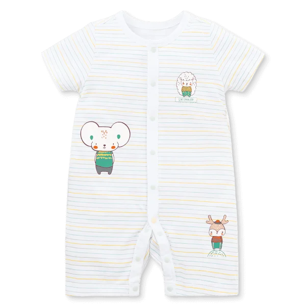 Bodysuit bé trai đùi bst friends Animo VD0825041 (0-12M, Trắng, NN02)