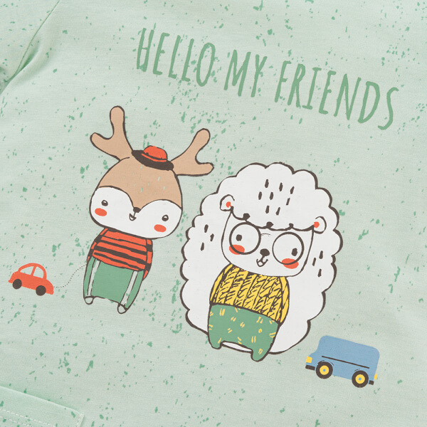 Bodysuit bé trai đùi bst friends Animo VD0825039 (0-12M, Xanh lá, NN02)