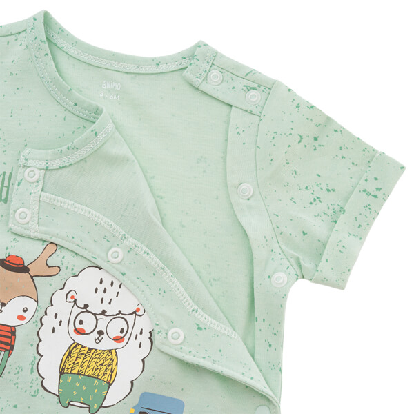 Bodysuit bé trai đùi bst friends Animo VD0825039 (0-12M, Xanh lá, NN02)