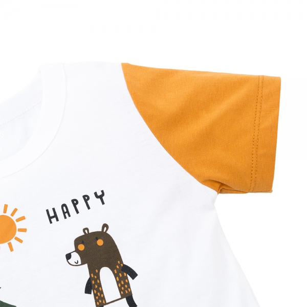 Bộ bé trai ngắn Animo Easy HN0925050 (1-4Y,Trắng-vàng, NN02)