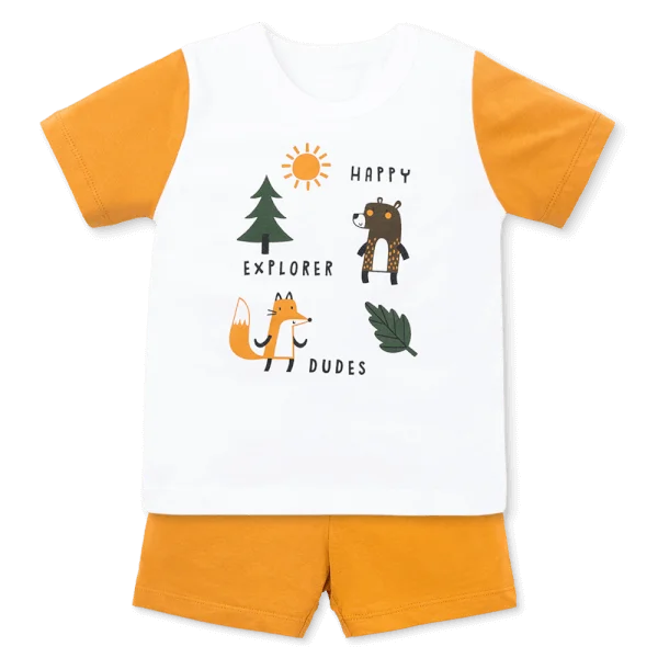 Bộ bé trai ngắn Animo Easy HN0925050 (1-4Y,Trắng-vàng, NN02)